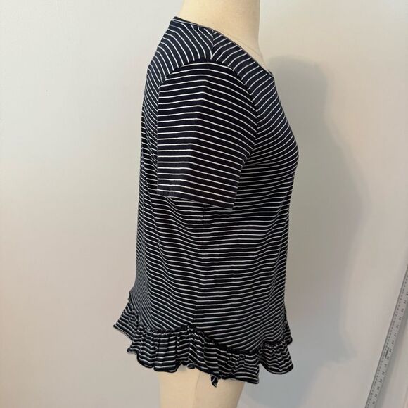 Banana Republic Limited Edition Black White Stripe Couture Tee Ruffle Hem Small - Picture 3 of 7
